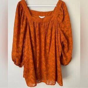LC Lauren Conrad Orange Lace Blouse